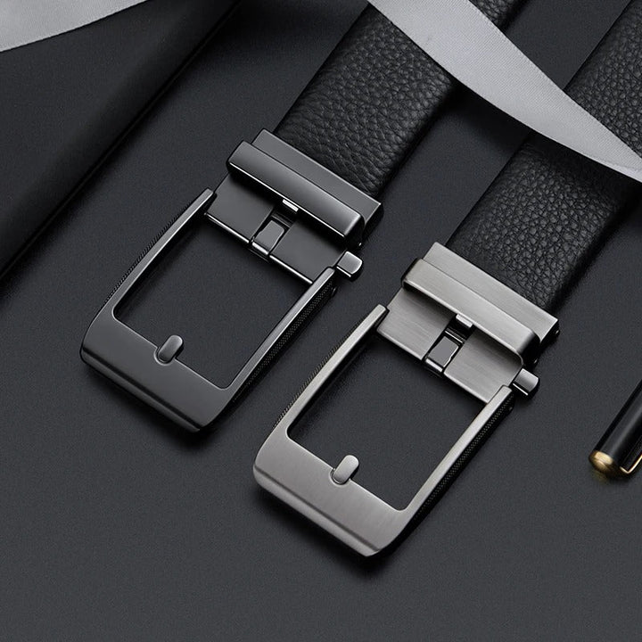 Versatile men's fashion belt: premium cowhide leather with a polished buckle for lasting style.
