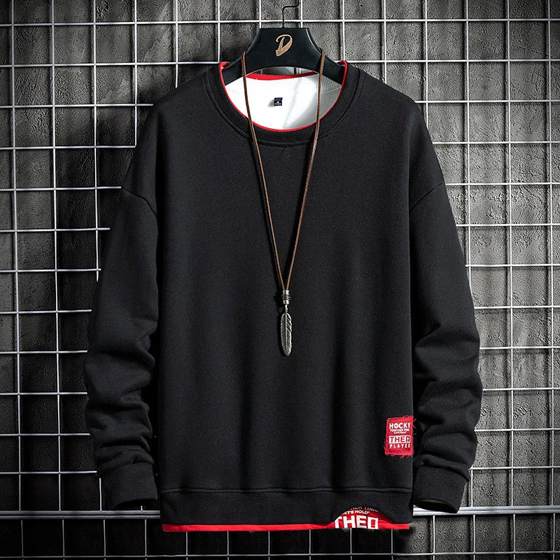 Blue men's long sleeve comfort sweatshirt. Premium quality, modern fit for casual wear, fall & winter fashion.