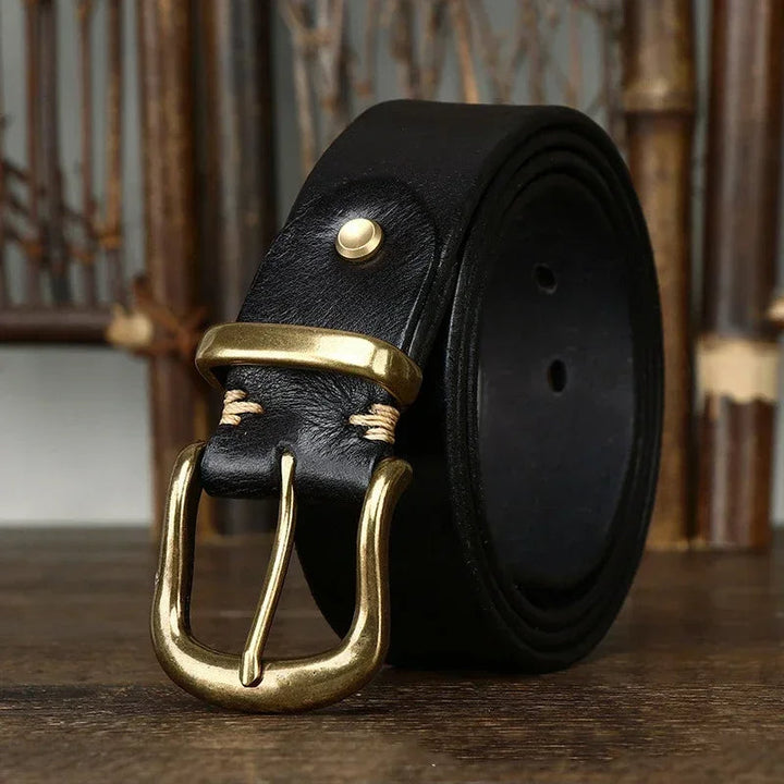 Elegant men's full-grain leather belt, a perfect gift for him, offering timeless style and durability.