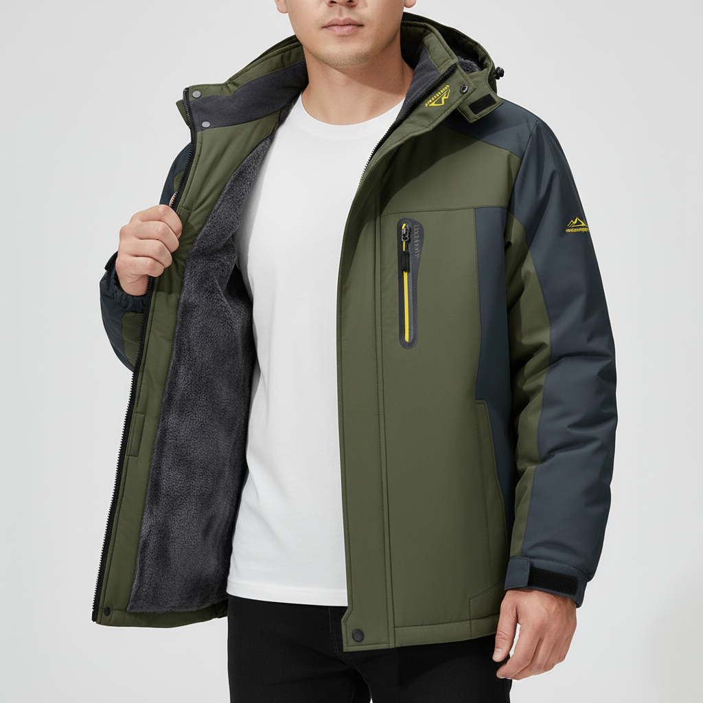 Waterproof and windproof men's winter coat, ideal for outdoor cold weather