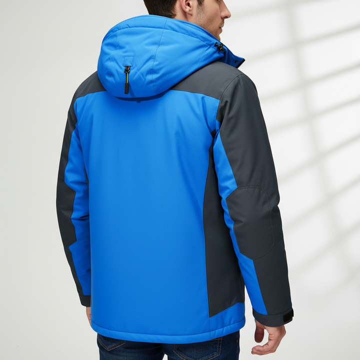 Warm men's winter coat by Julius, featuring insulated and waterproof design