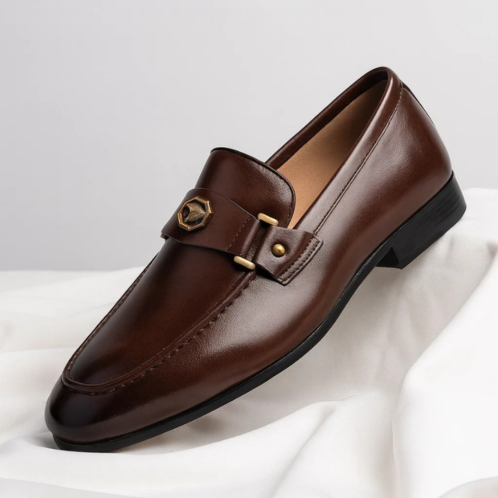 Brown Italian leather slip-on loafers for men, combining classic style with ultimate comfort for both casual and formal occasions.
