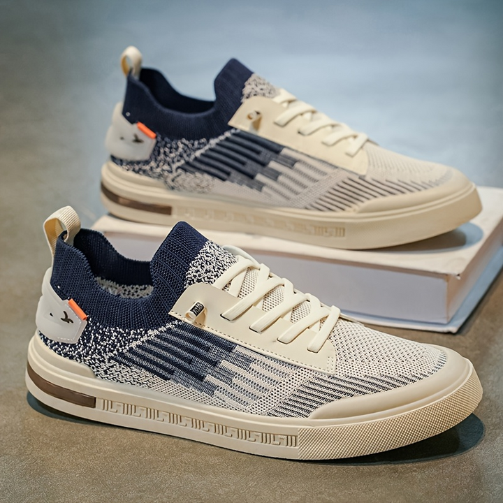 Brown casual men's sneakers, ultra-lightweight for daily wear, street style & athletic comfort.
