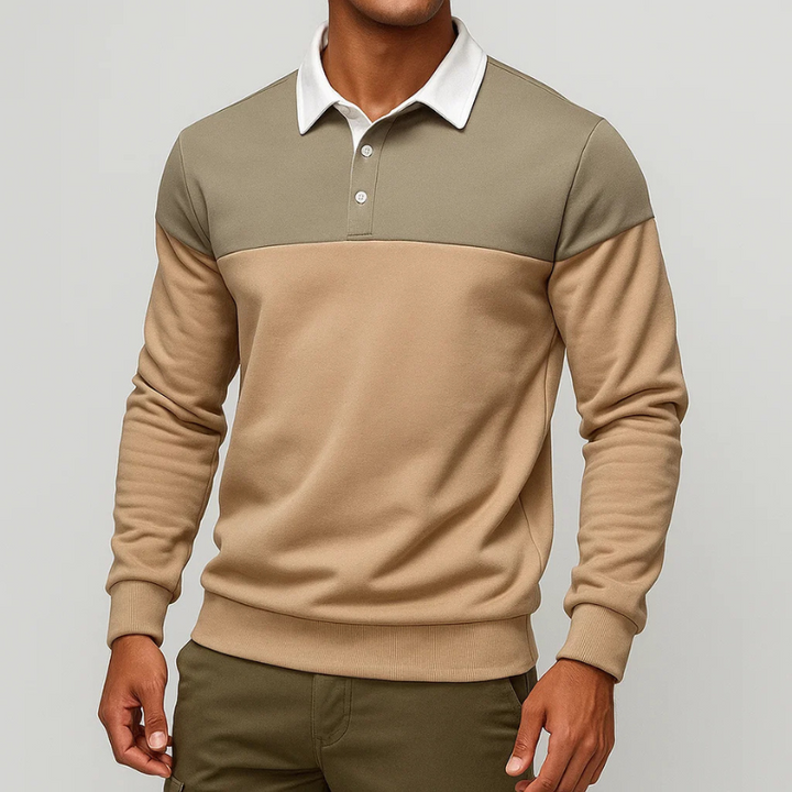 Classic menswear: men's long sleeve cotton polo, a versatile & comfortable wardrobe staple.