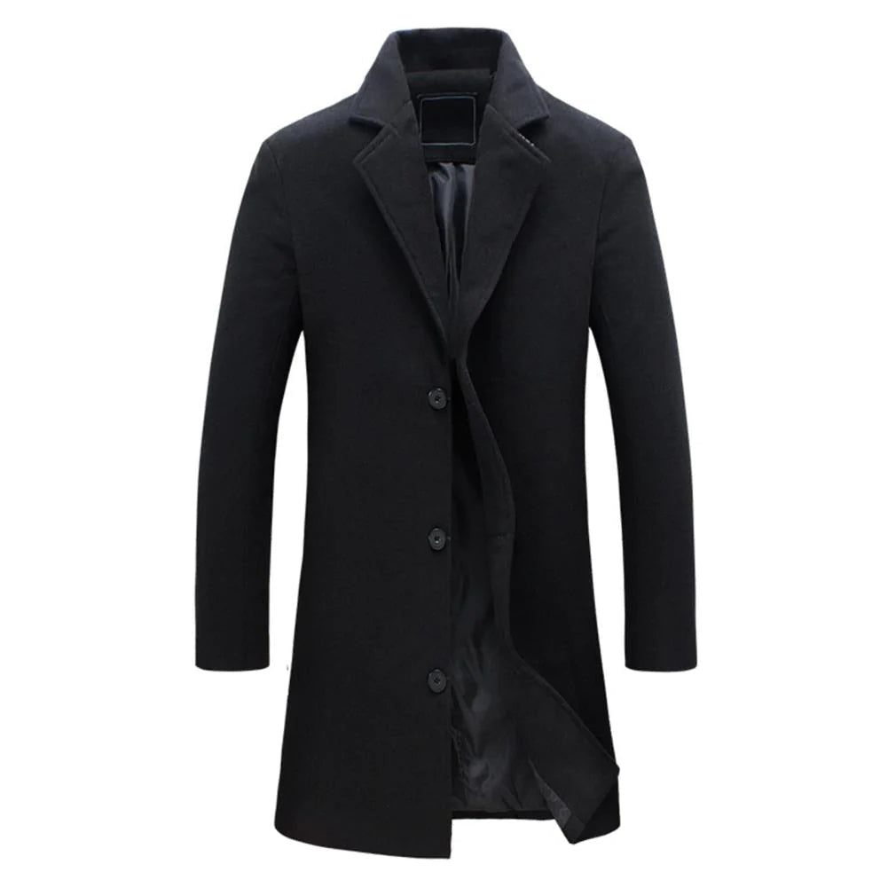 Durable men's long winter coat, essential for cold weather. Stylish design, versatile men's outerwear.