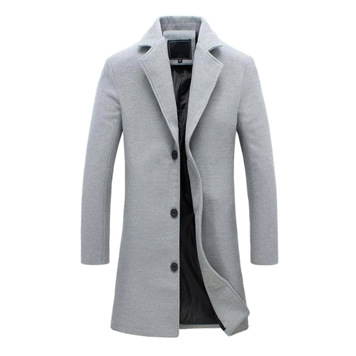 Elegant men's long winter coat, perfect for winter fashion. Provides warmth and a classic, stylish look.