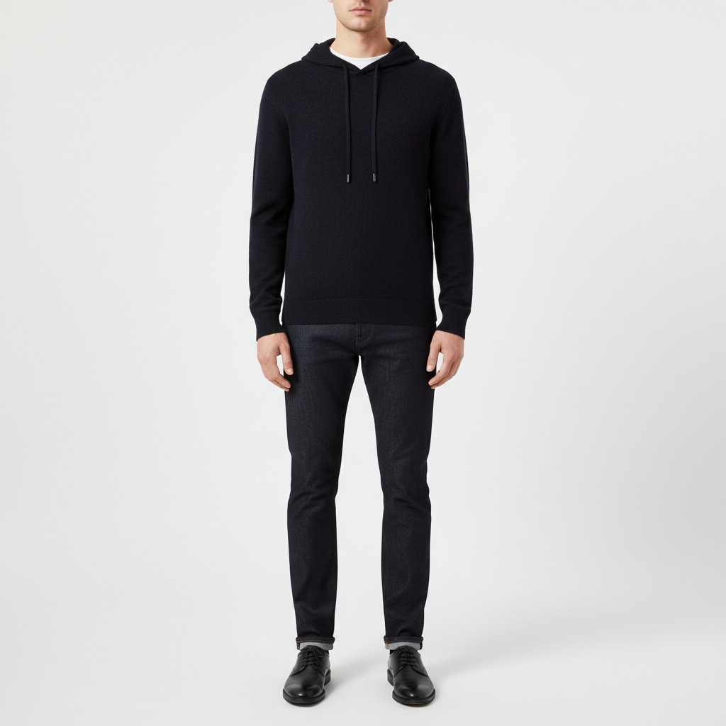 Merino Wool Hoodie Finn, a versatile men's hoodie perfect for layering in winter clothing collections.