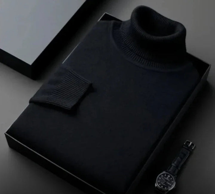 Stylish men's roll neck pullover. Classic knitwear for comfortable long sleeve winter fashion & office wear.