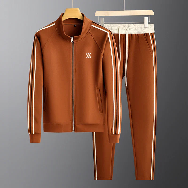 Comfortable men's activewear tracksuit set, perfect for lounging, workouts, or casual outings. Full zip design.