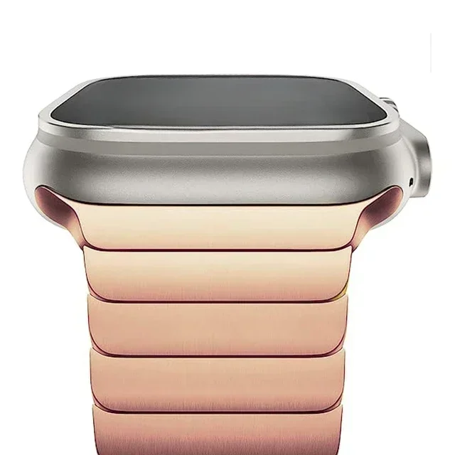 Adjustable men's stainless steel Apple Watch band, comfortable metal strap for a premium and secure fit.
