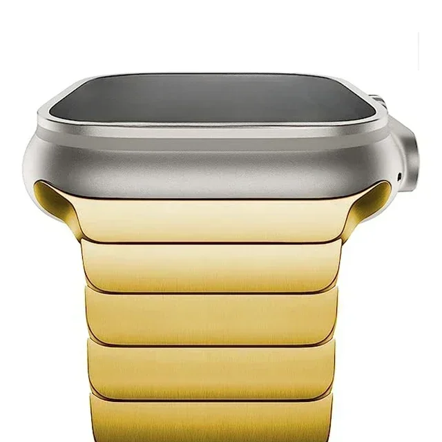 Sleek stainless steel Apple Watch band for men, a modern and premium metal accessory for smartwatches.