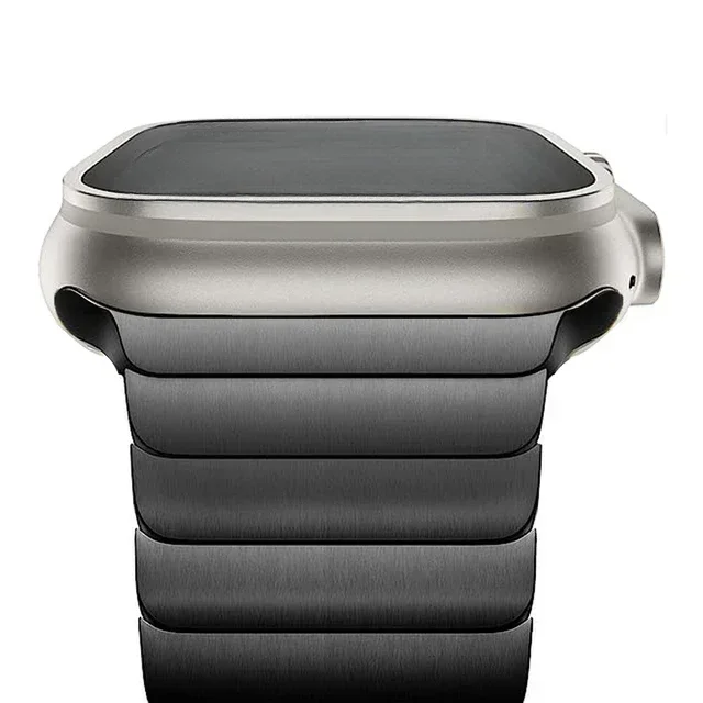 Premium men's stainless steel Apple Watch band, a luxury metal accessory for everyday elegance and durability.