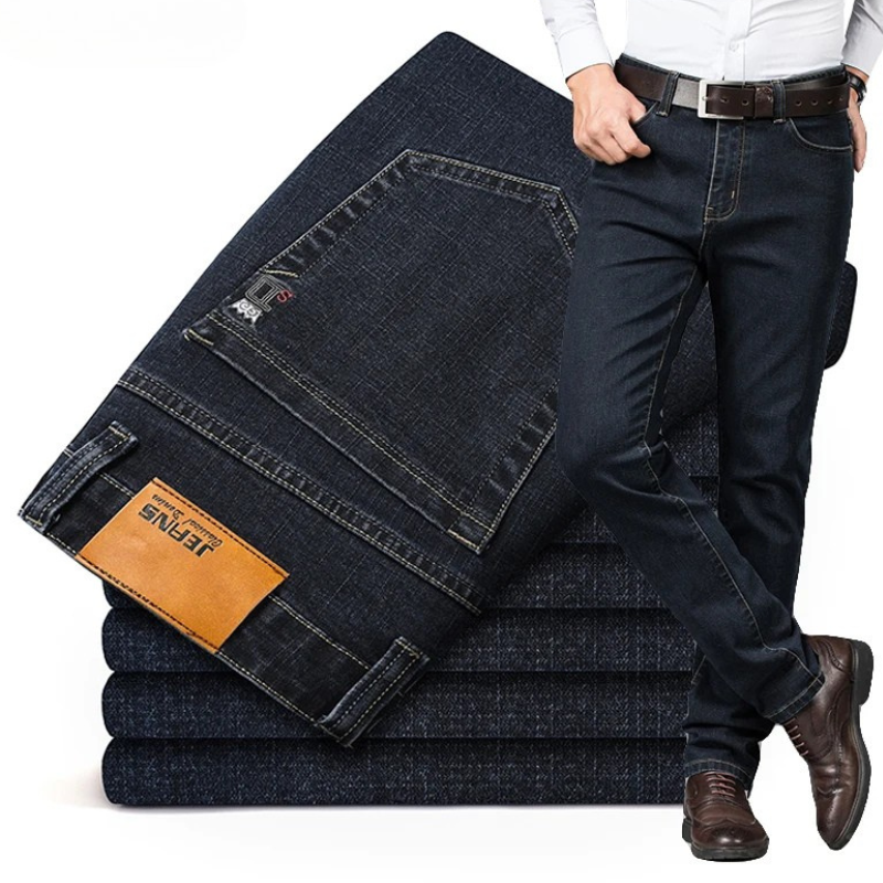 Men's premium stretch denim jeans in a tailored fit, offering ultimate comfort & style for everyday wear.