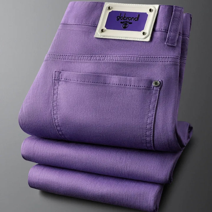 Men's premium tailored cotton trousers in classic navy, ideal for formal or smart casual wear.