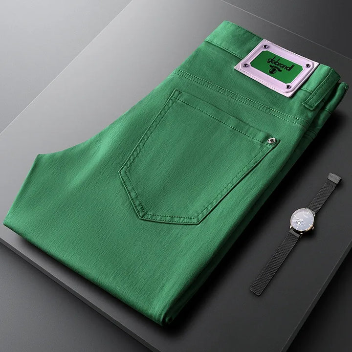 Vibrant yellow men's tailored cotton pants, premium quality, adds a pop of color to any outfit.