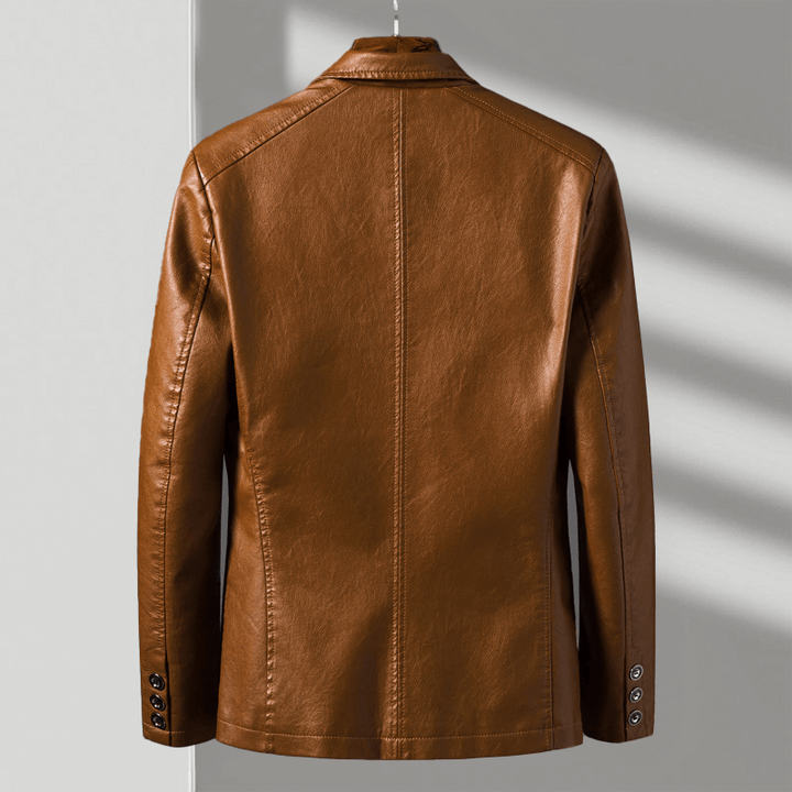 Front view of a sophisticated men's premium tailored jacket. A classic and elegant choice for modern men's fashion.