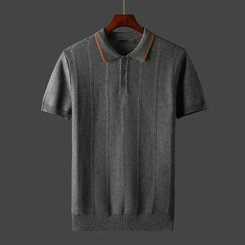 Versatile men's textured polo shirt, perfect for casual outings or formal events, offering comfort and modern style.