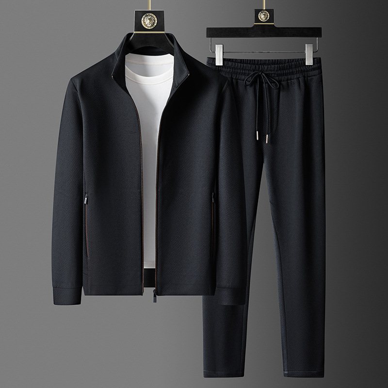 Comfortable men's tapered joggers, perfect for athletic activities or lounge wear. Part of a premium tracksuit set.
