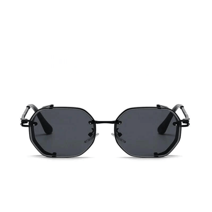 Pair of UrbanValence men's sunglasses, UV400 rated with a gleaming steel frame, essential fashion accessory.