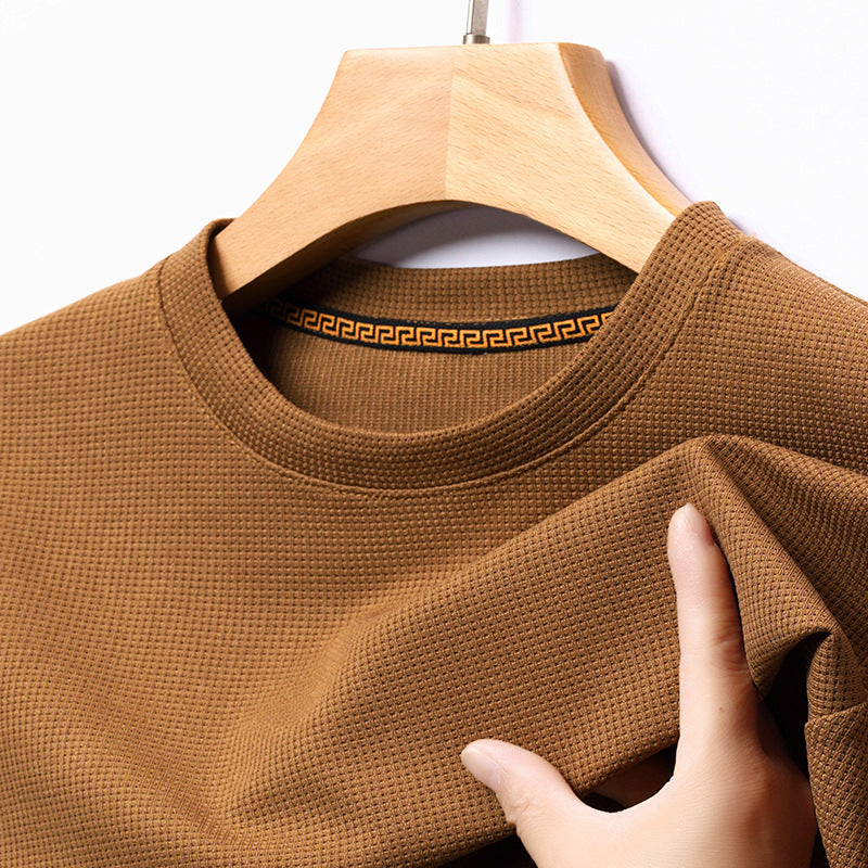 Premium quality men's waffle knit short sleeve t-shirt, ideal for versatile everyday comfort.