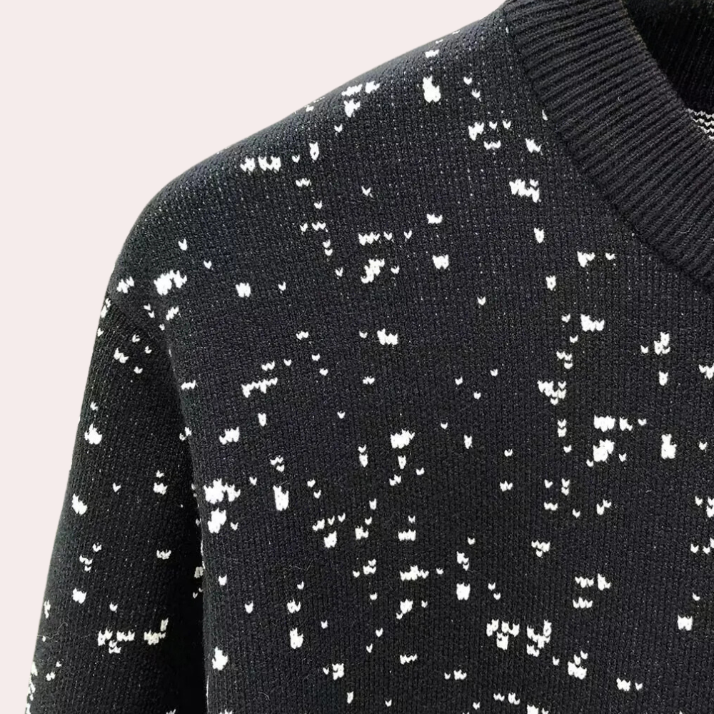 Premium men's black knitted sweater. A warm, comfortable jumper, ideal for men's fashion and winter apparel.