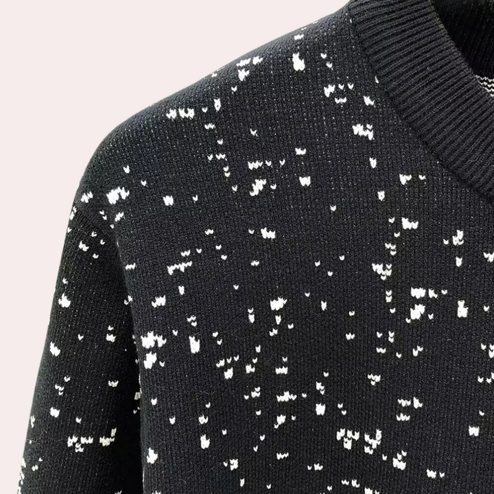 Premium men's black knitted sweater. A warm, comfortable jumper, ideal for men's fashion and winter apparel.