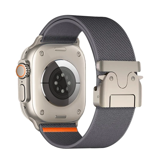 Premium men's woven nylon smartwatch accessory. Durable, water resistant, & breathable for active adventures.