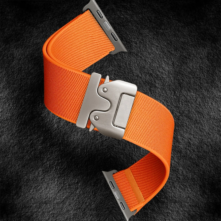 Durable men's woven nylon smartwatch strap, sweat & water resistant for active lifestyles. Premium quality.