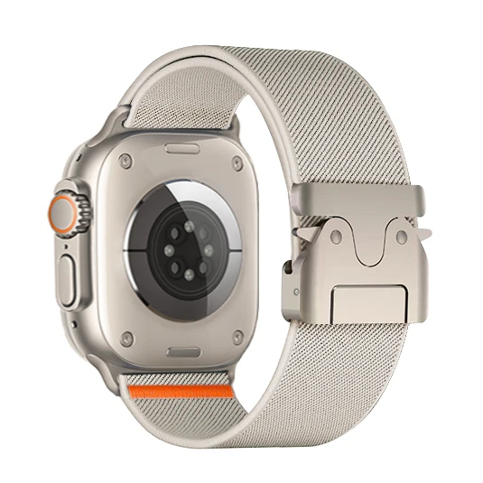 Comfortable & breathable men's woven nylon smartwatch strap. Sweat resistant, perfect for active lifestyles.