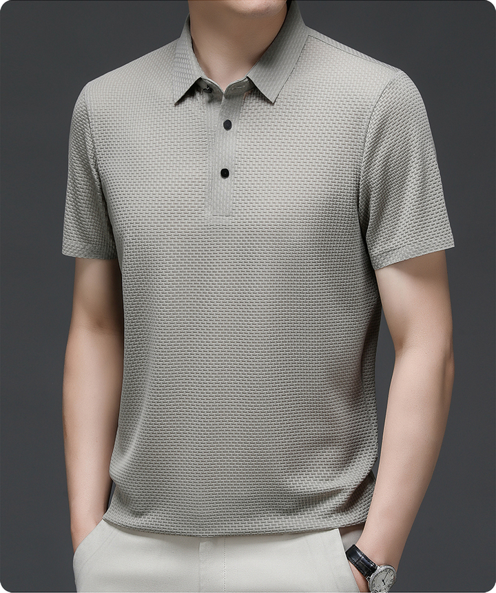 Prestige men's polo shirt, performance wear, classic fit, essential for a modern, smart casual look.