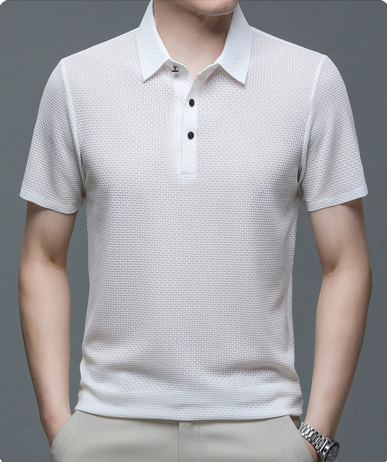 Versatile short sleeve men's polo, performance fabric, ideal collared shirt for everyday style.