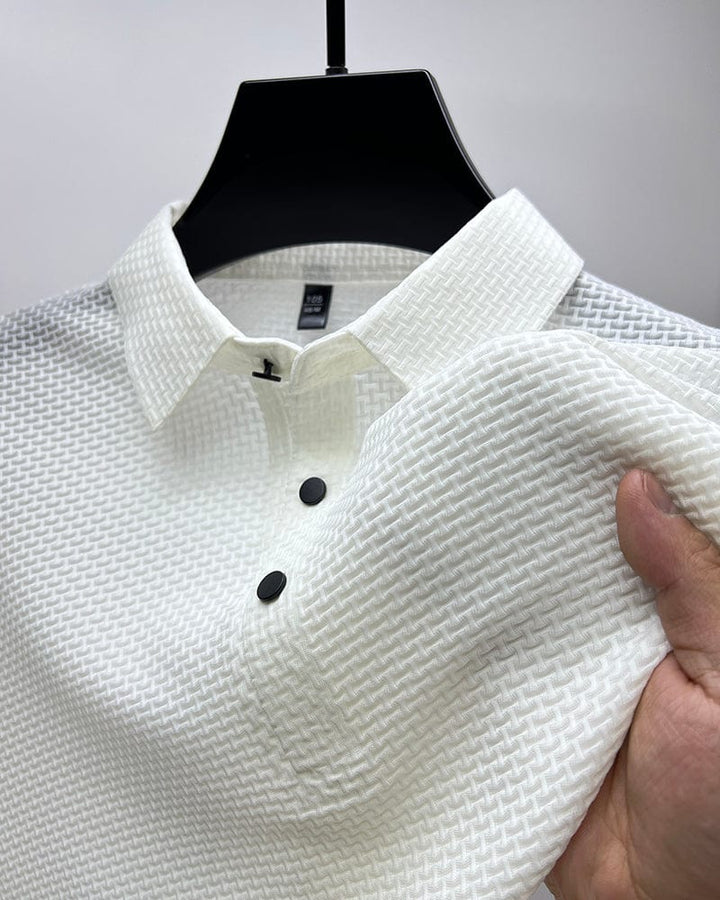 Elegant men's short sleeve polo, designed for prestige and comfort, a true performance top.