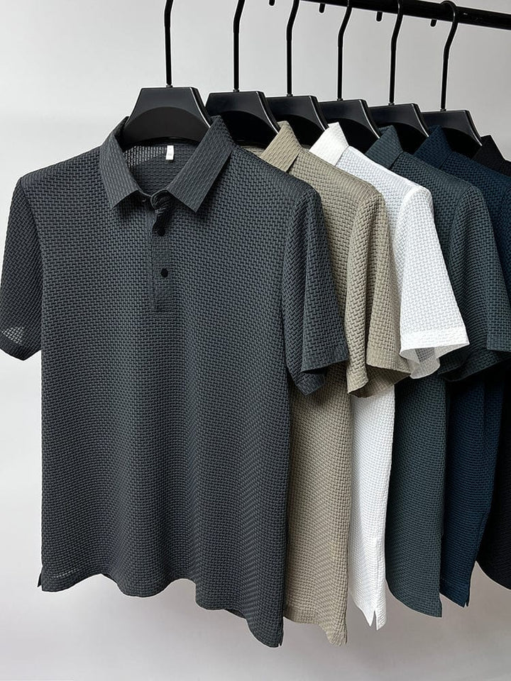 Men's smart casual polo shirt, short sleeve, prestige performance, ideal for versatile styling.