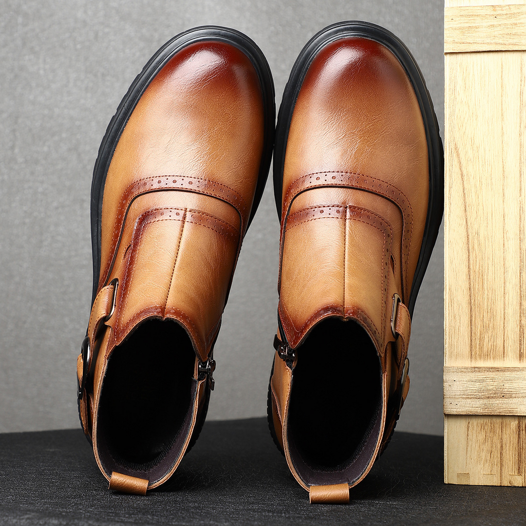Stylish men's Preston brogue dress boots, ideal for office, formal events, or smart casual wear.