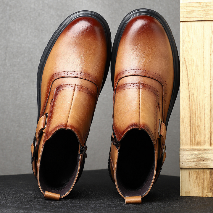 Stylish men's Preston brogue dress boots, ideal for office, formal events, or smart casual wear.