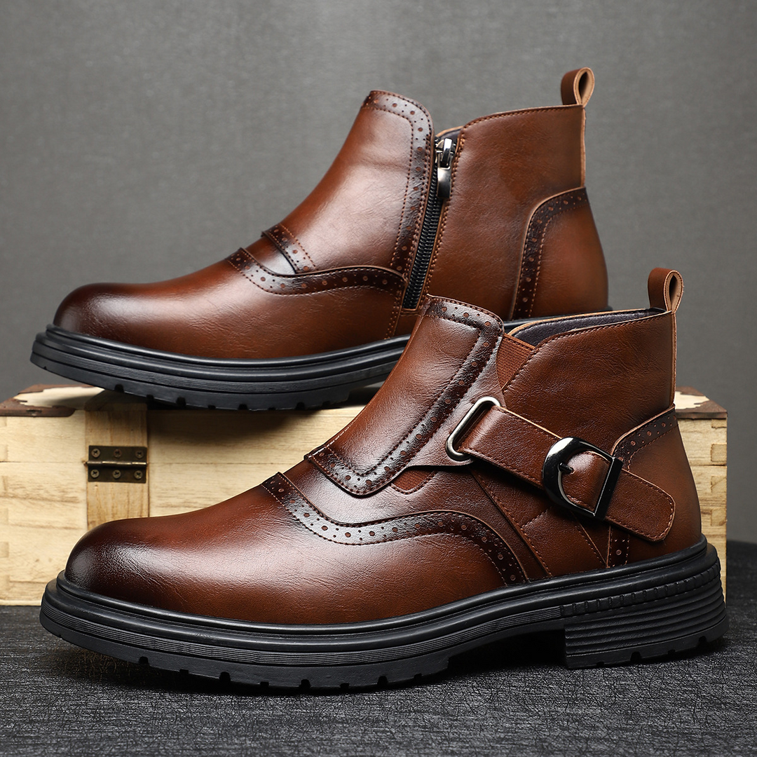 Men's Preston brogue ankle boots; polished finish, all-day comfort, and versatile design.