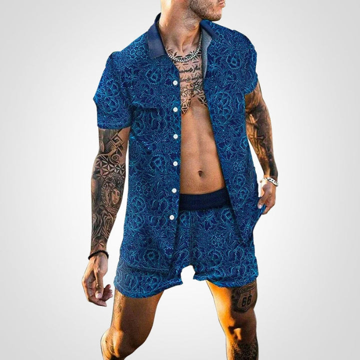 Modern men's printed shirt and shorts combo, designed for ultimate comfort