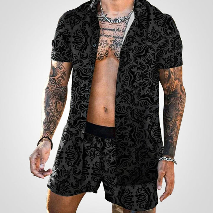 Ruben men's matching set: short-sleeve printed shirt and comfortable shorts