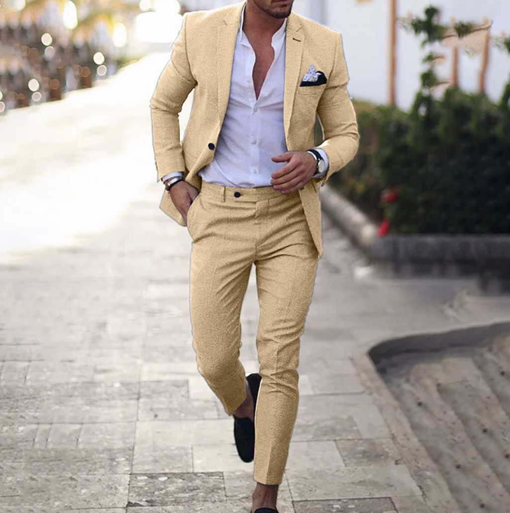 Elevate your professional style with this men's business casual suit set; perfect for office & events.