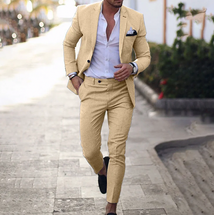 Elevate your professional style with this men's business casual suit set; perfect for office & events.