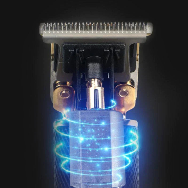 Cordless men's hair clipper and beard groomer, USB rechargeable for precise professional cuts.