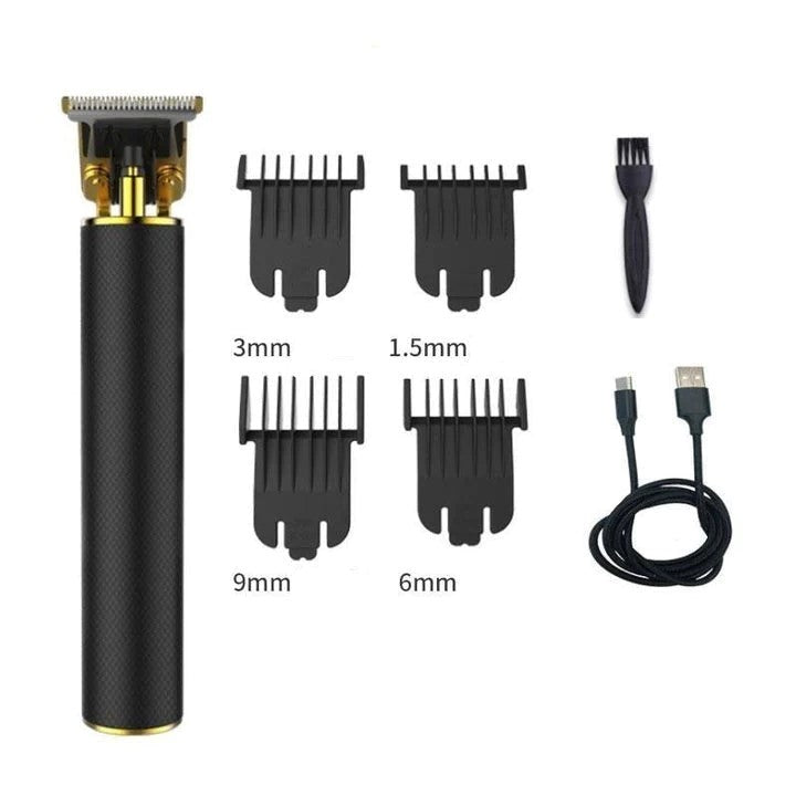 USB rechargeable men's hair trimmer & beard groomer. Cordless electric shaver for personal care.