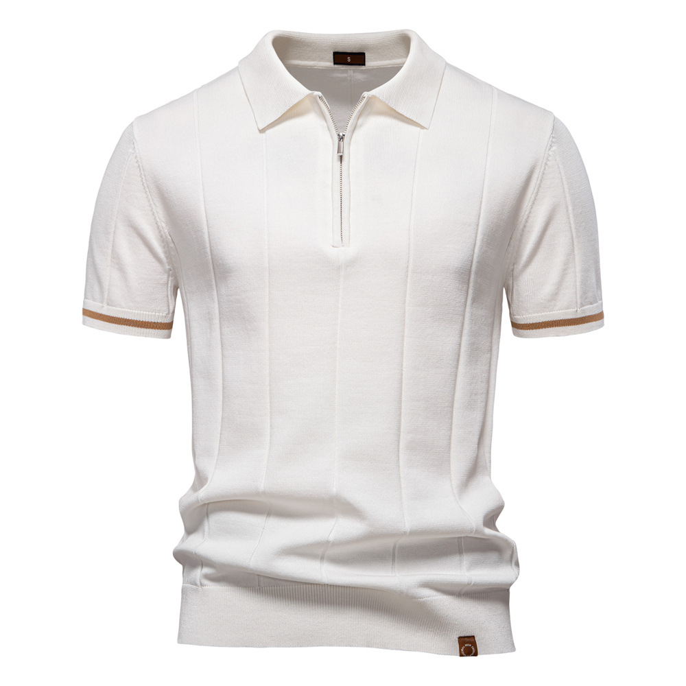 Classic men's quarter-zip polo shirt, a comfortable knit top for an elevated smart-casual look.