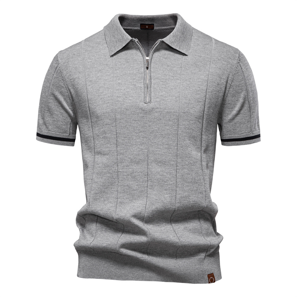 Comfortable men's quarter-zip polo shirt made from a premium cotton blend knit, great for daily wear.