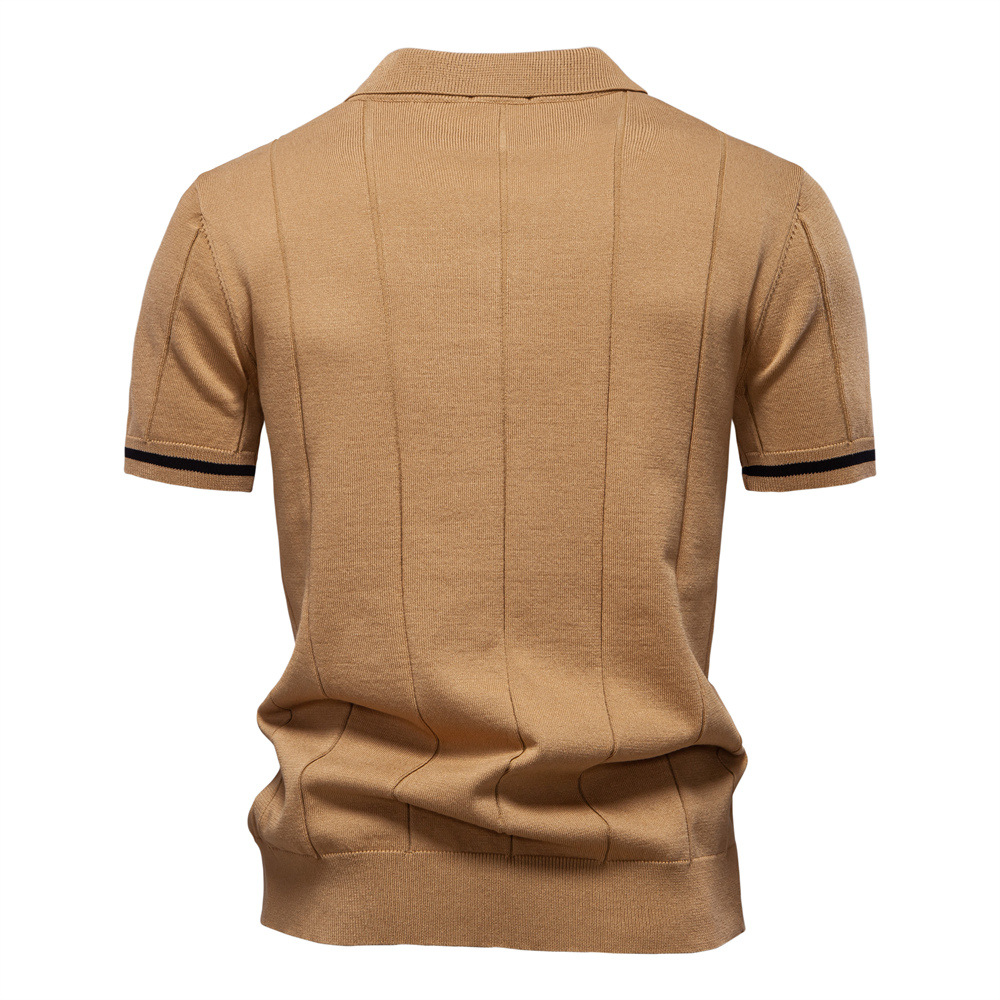 Smart-casual men's quarter-zip polo shirt, combining a modern design with comfortable cotton blend knit.