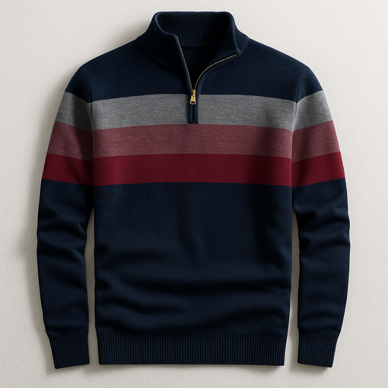 Stylish men's quarter-zip sweater, perfect for effortless layering over shirts. Comfortable tailored fit for casual wear.