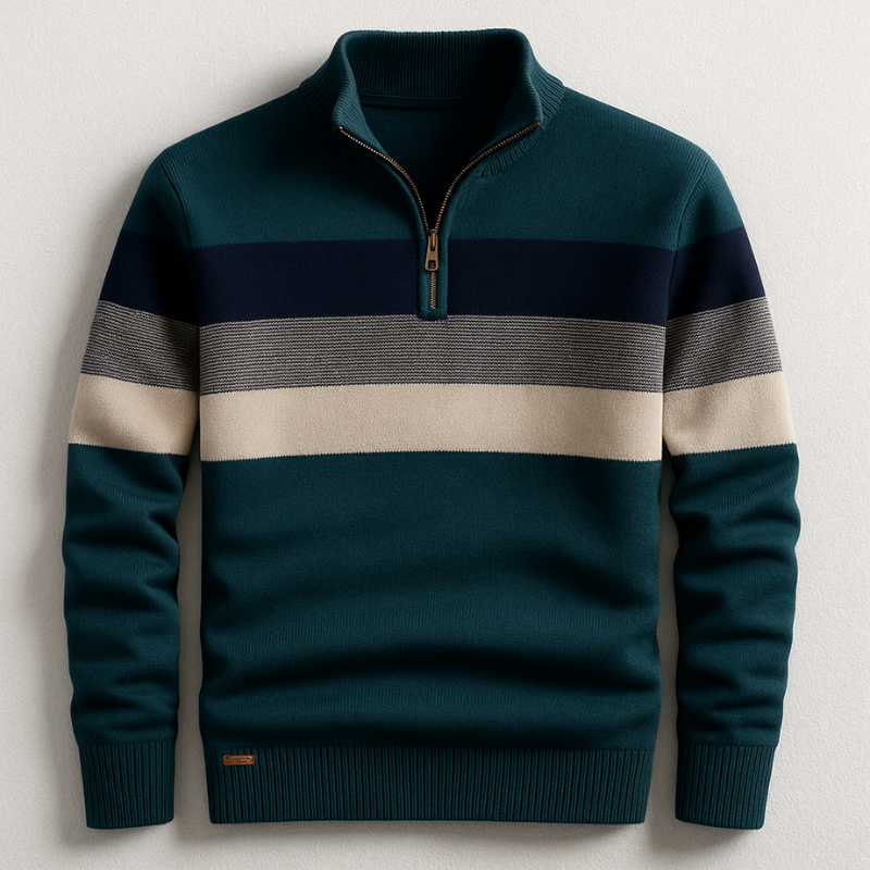 Comfortable men's quarter-zip pullover sweater, designed for casual styling & layering. Features a modern tailored fit.