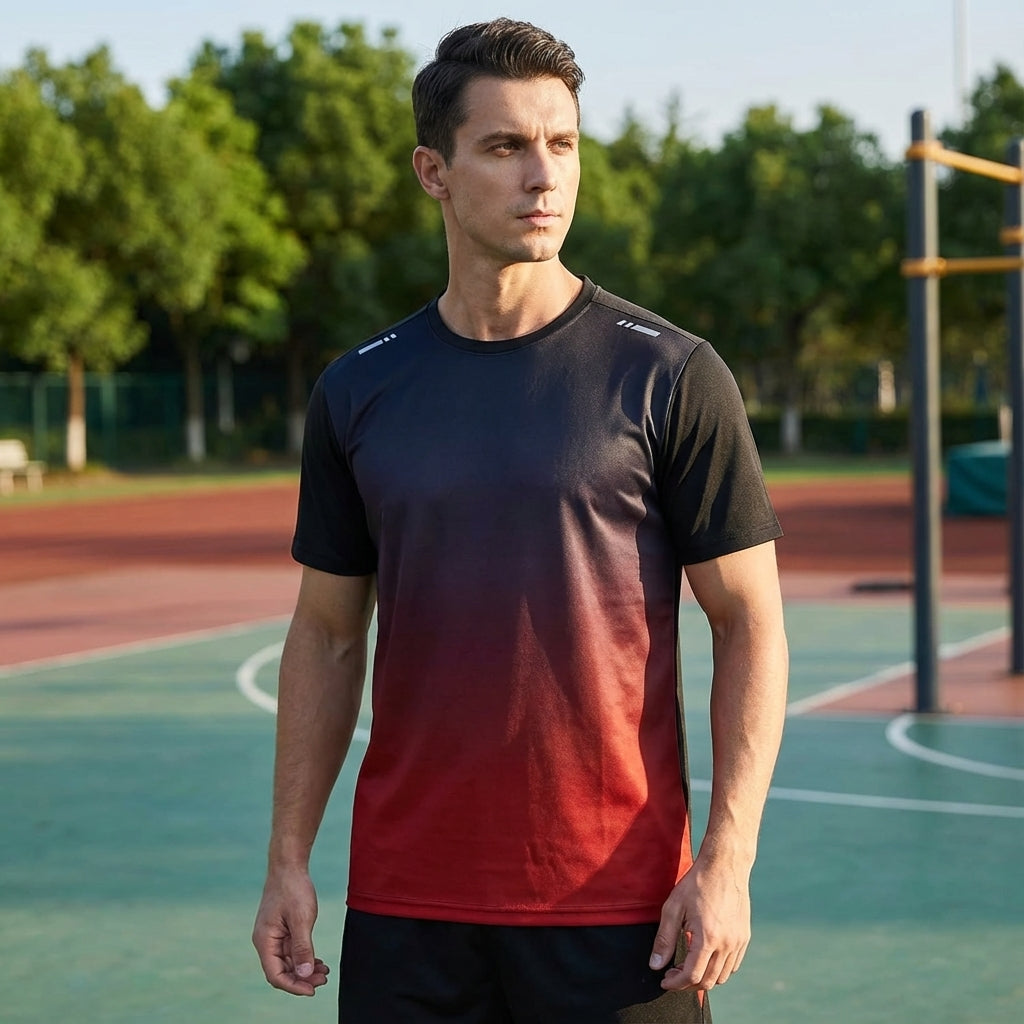 Men's Quick-Dry Athletic Training Set, gray top & black shorts for active performance