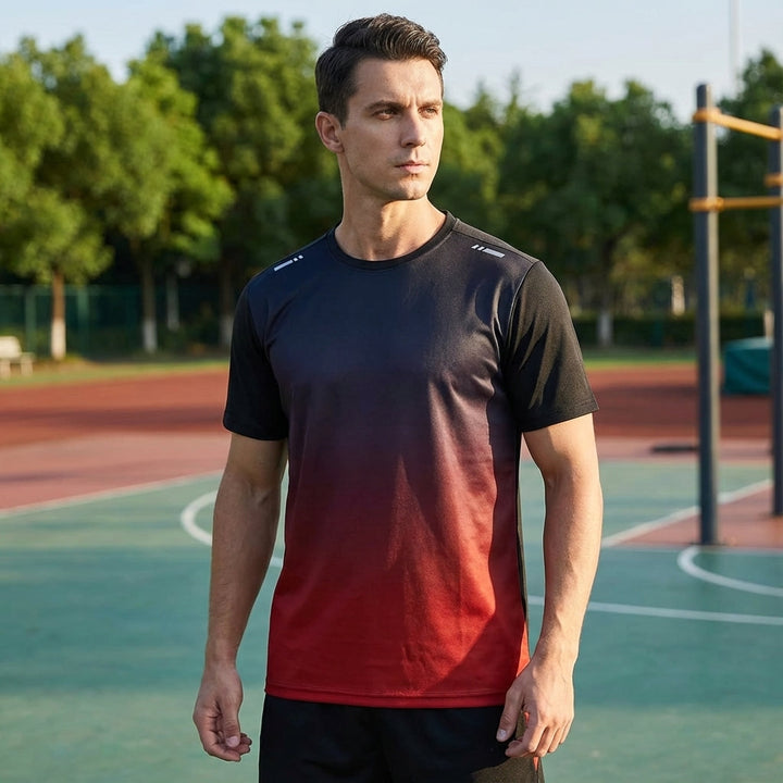 Men's Quick-Dry Athletic Training Set, gray top & black shorts for active performance
