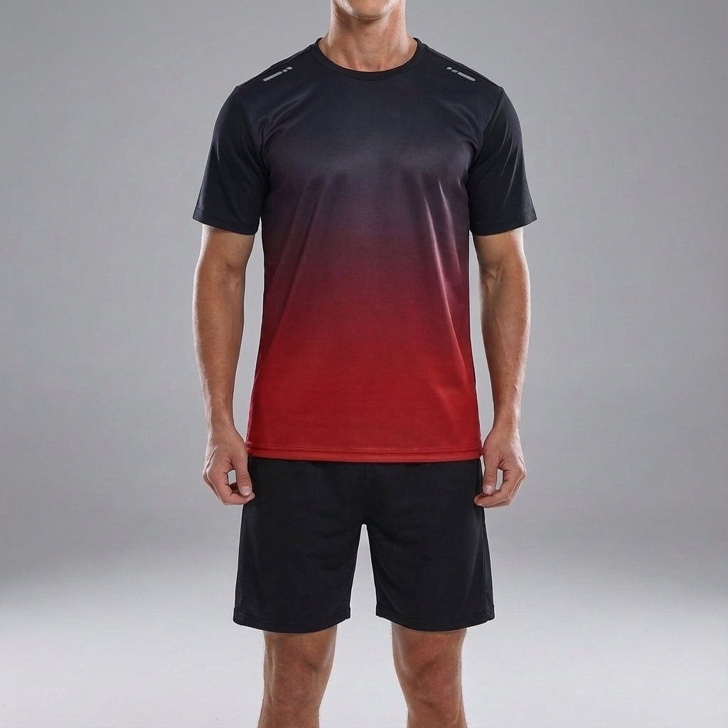 Men's fitness outfit, quick-dry athletic top and shorts, designed for active men